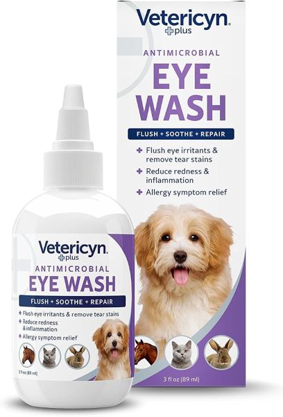 Vetericyn Plus Eye Wash, Dog & Cat Eye Drops, Allergy Symptom Relief, 3 oz