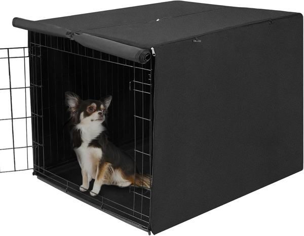Deblue Small Dog Crate Cover for Small Wire Crate (24 in, Black)