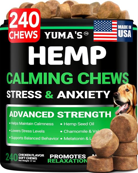 Hemp Calming Chews for Dogs, Advanced Dog Calming Chews, 240 Treats